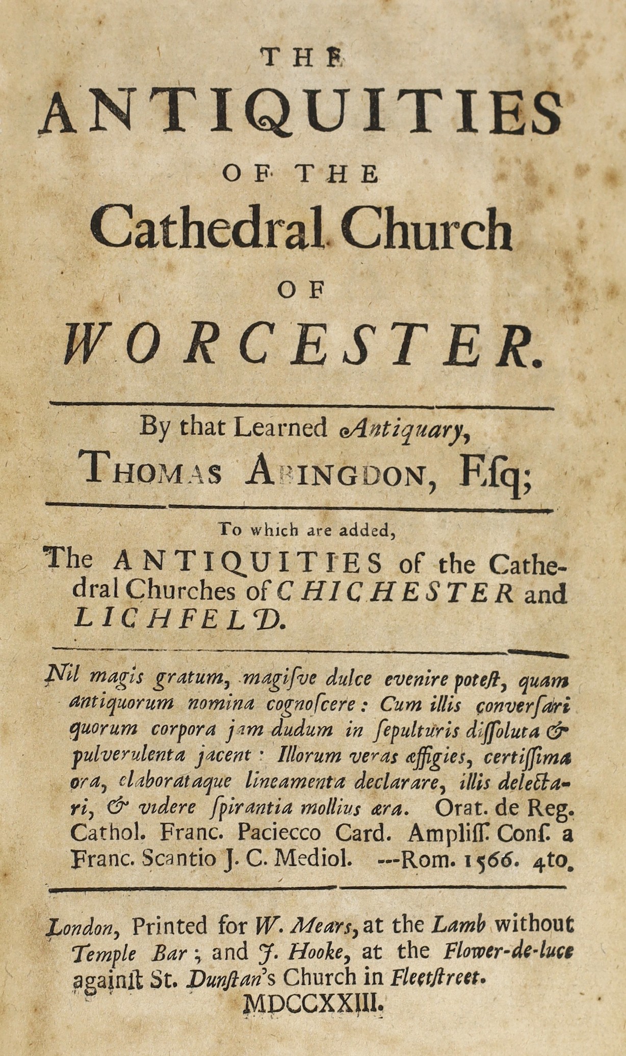 WORCS: (Price, J.) The Worcester Guide ... with a description of the seats of the nobility and gentry in the neighbourhood, and ... information (for) the stranger and traveller. 2 plans and 2 plates; rebound paper boards